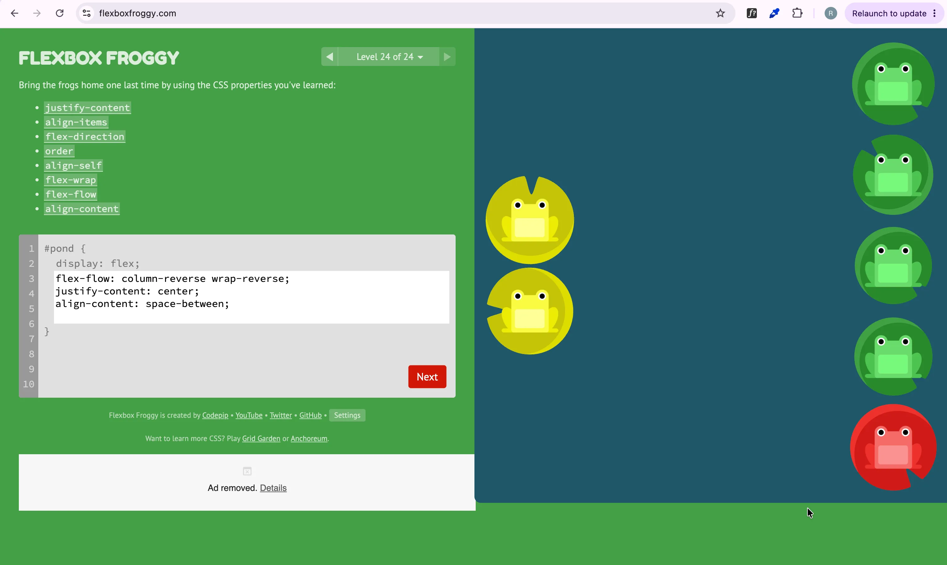 Screenshot of My Defeat of the Elusive Amphibians